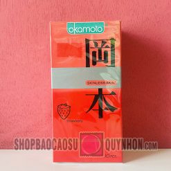 Okamoto Skinless Skin Strawberry Huong Dau 10 Cai